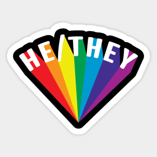 He/They Pronouns Rainbow Burst Sticker